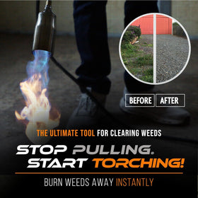 Sunlight Charcoal propane torch with 13 ft hose for safer distance operation.