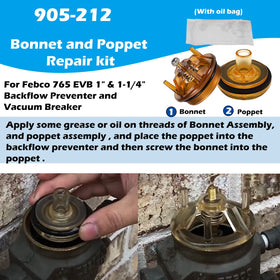 Sunluway 905-212 bonnet and poppet components for replacement tasks