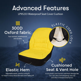 Elastic rope secures a snug fit around the seat back for stability