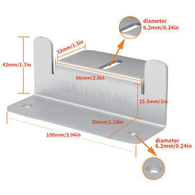 SUNMAK Z brackets for RV or trailer mounting with stainless hardware.