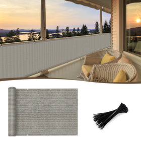 Sunny Guard balcony privacy screen 3x10 mounted on railing for elevated privacy and airflow.