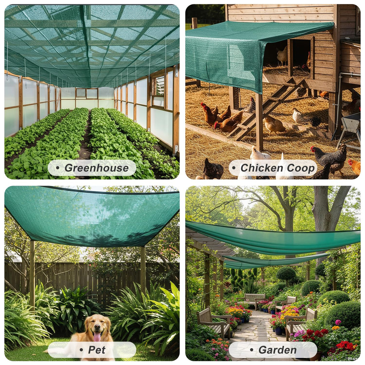 Sunny Guard chicken coop cover protecting from direct sun