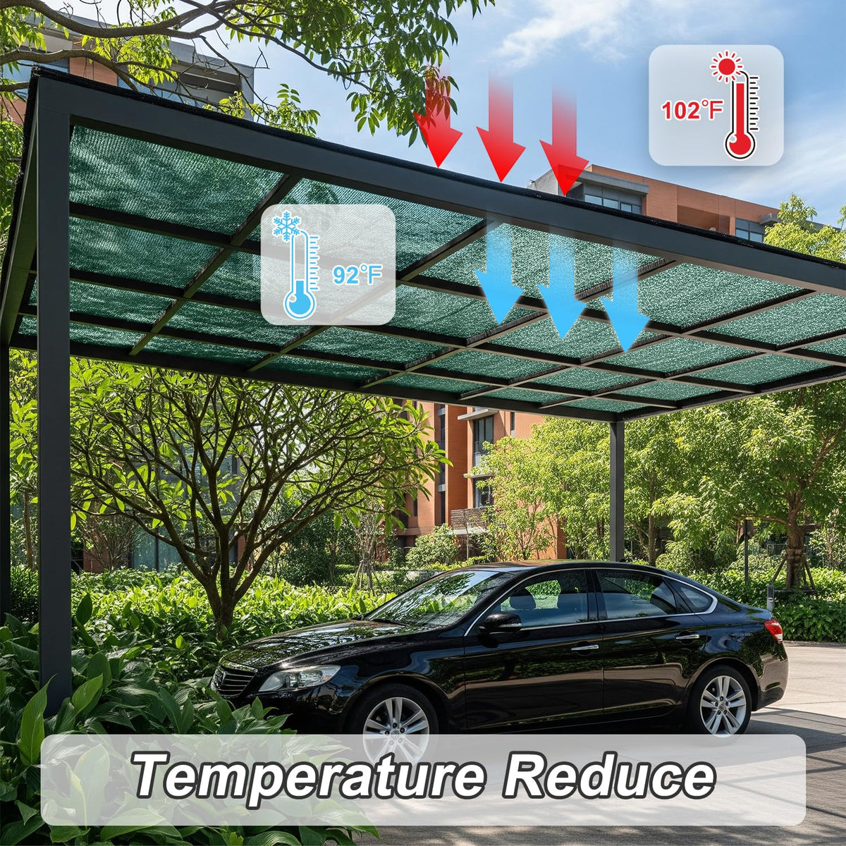 Sunny Guard patio shade solution over seating area