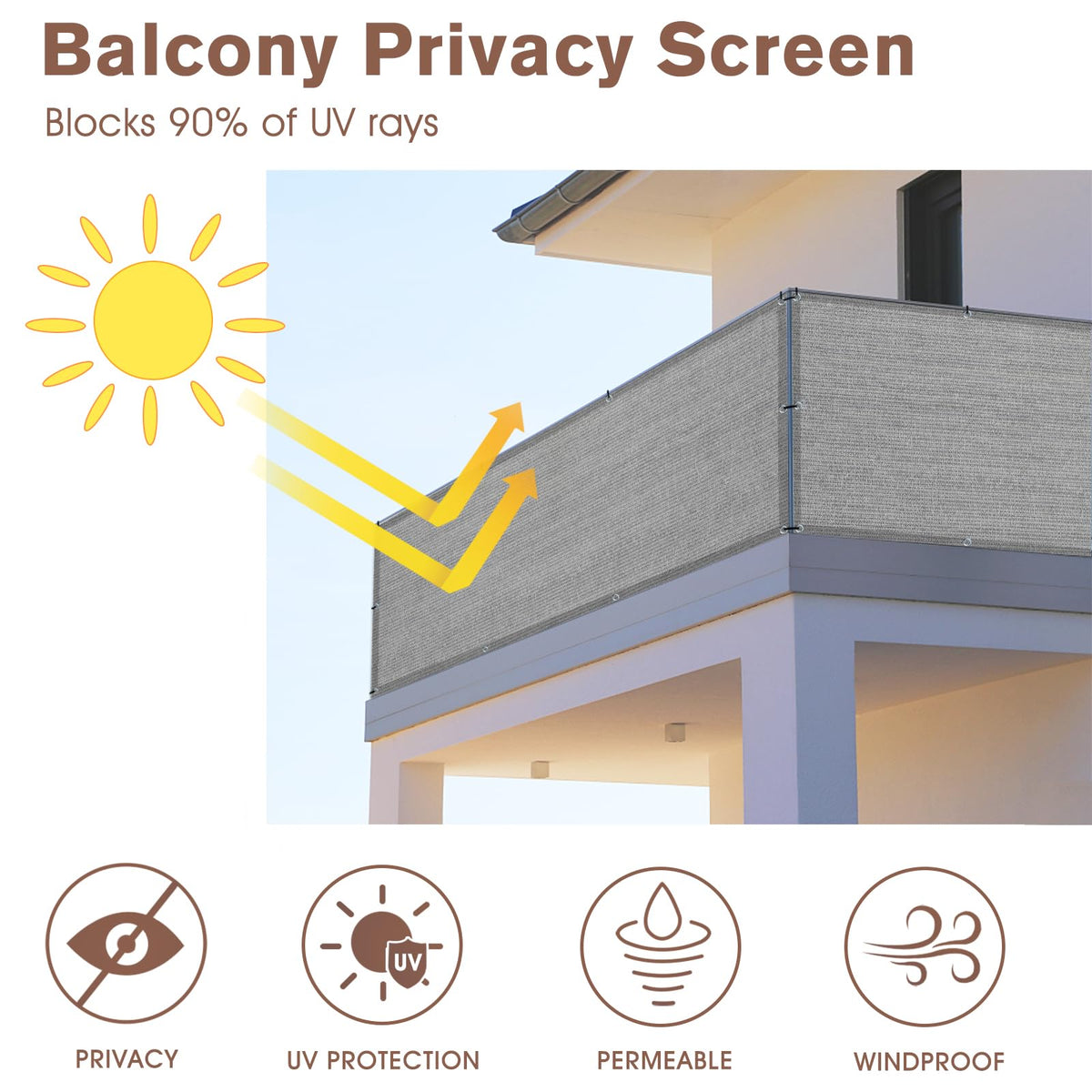 Sunny Guard HDPE material emphasizes durability and safe, odor-free outdoor use.