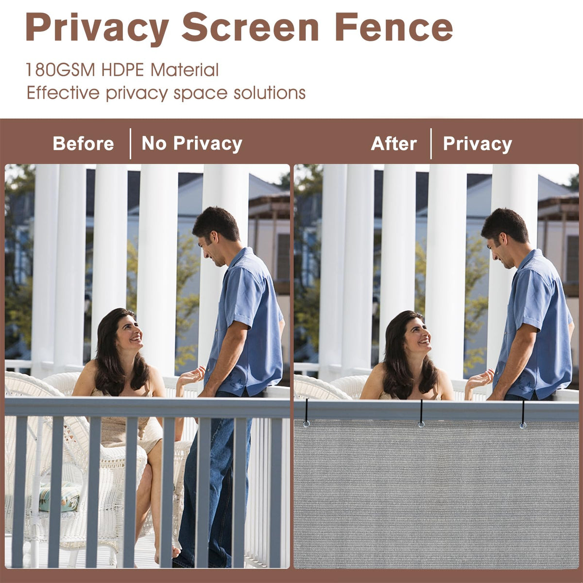 Reinforced edges with grommets ensure long-lasting, tear-resistant performance on windy balconies.