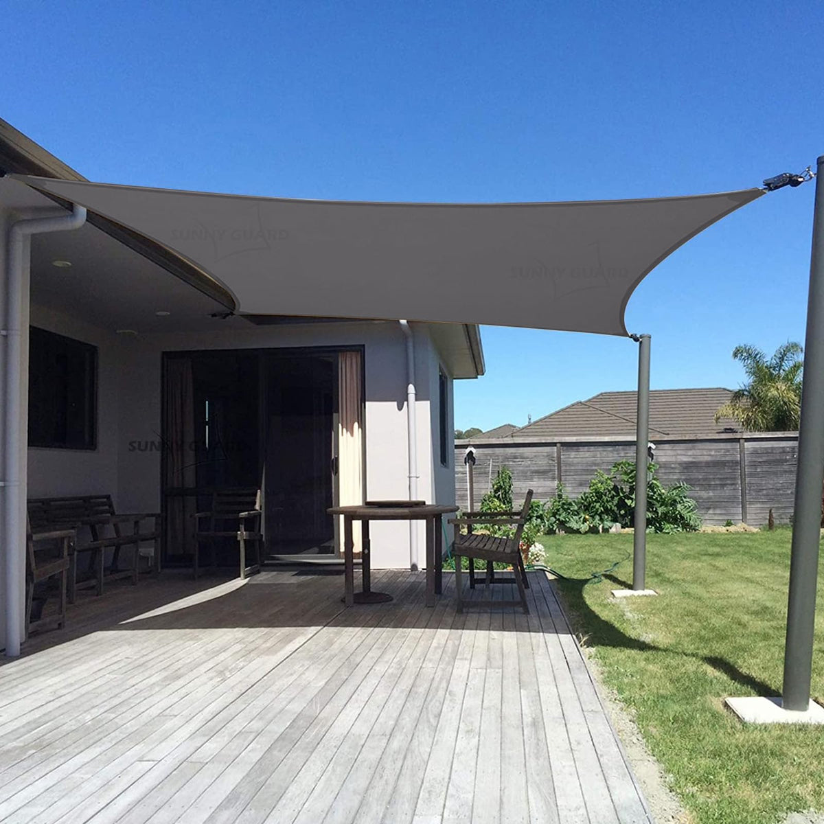 SUNNY GUARD sun shade sail 10x13 dark grey shields UV rays while cooling outdoor seating