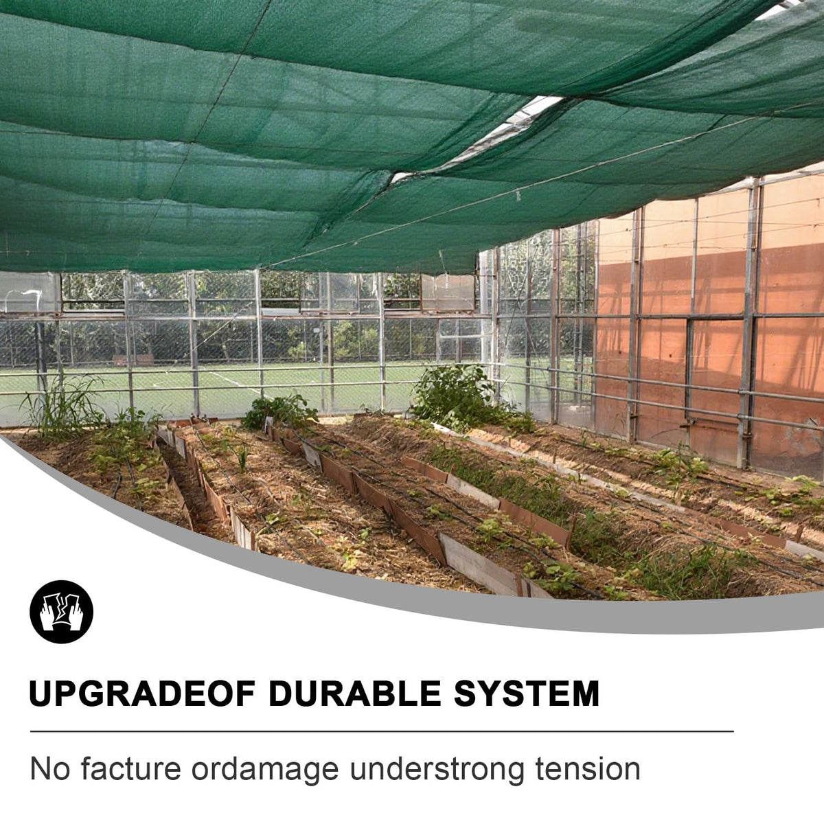 Sunny Guard water permeable shade allows irrigation through the fabric.