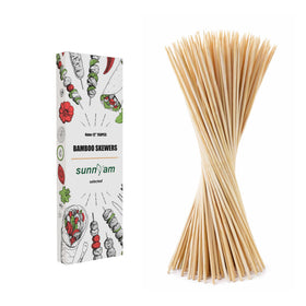 Sunnyam 4mm bamboo skewers for grilling with sturdy handling.