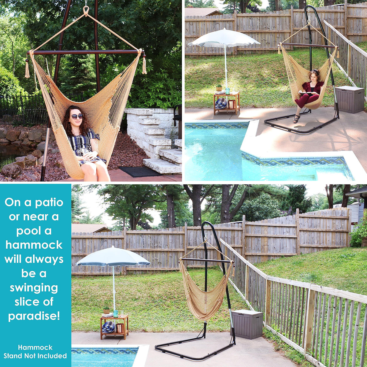 Sunnydaze Decor 300-pound capacity supports safe lounging.