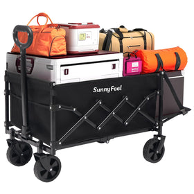 SunnyFeel 330lbs wagon with tailgate extended for extra storage and easier loading