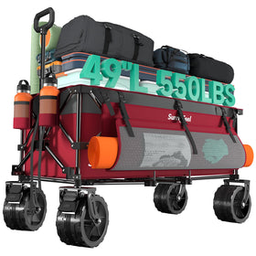 SunnyFeel foldable wagon frame shown for compact trunk storage.