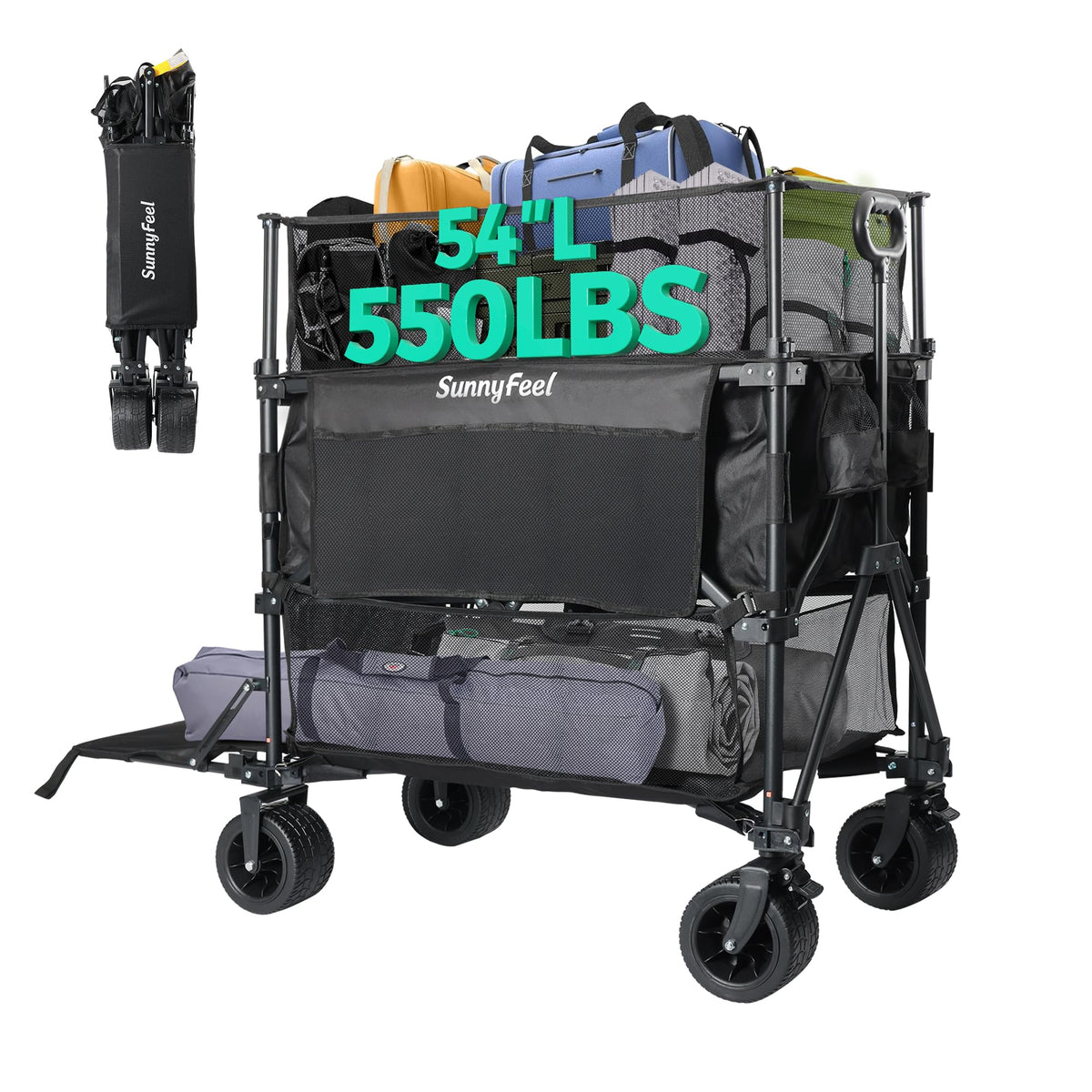 SUNNYFEEL 550L folding wagon in compact form for easy storage after use