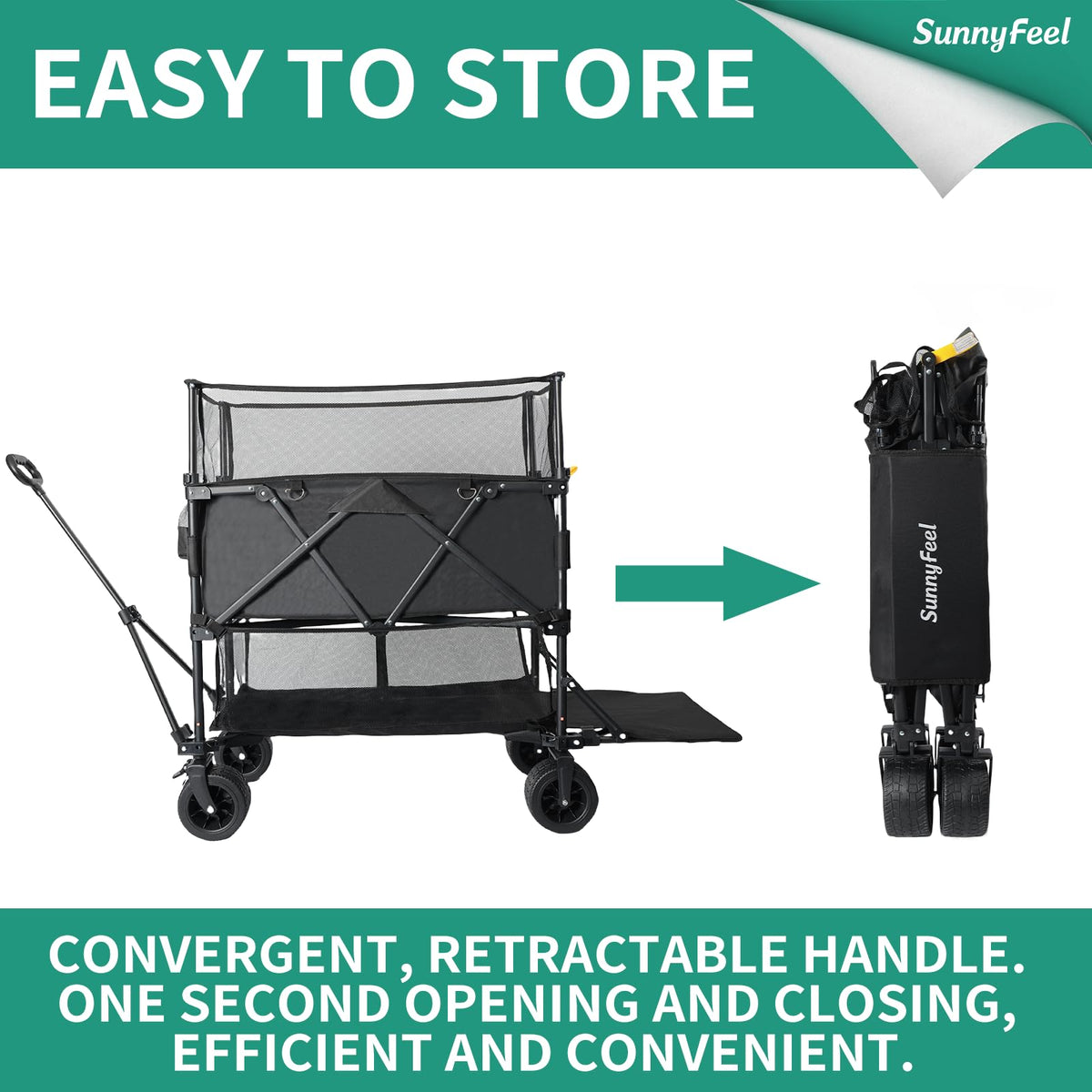 SUNNYFEEL 550L versatile wagon suitable for camping, fishing, and markets
