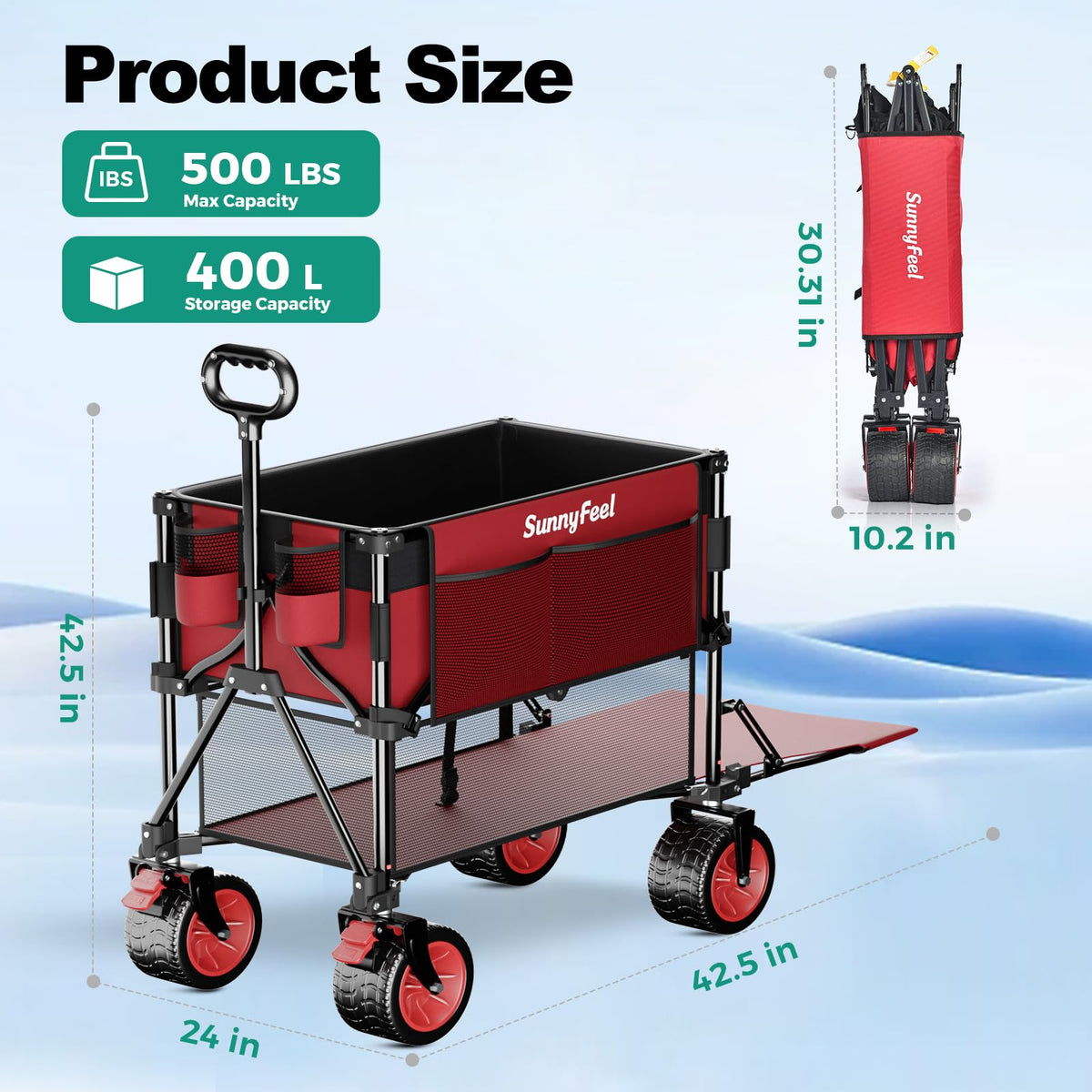 SUNNYFEEL all-terrain wheels glide over grass and sand for smooth mobility