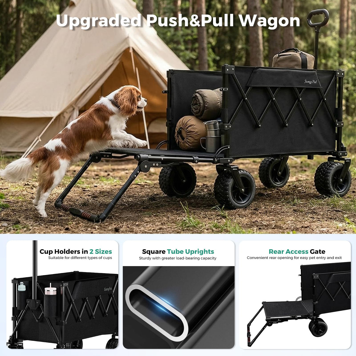 SUNNYFEEL all-terrain wagon ideal for camping, beach outings, gardening, and shopping