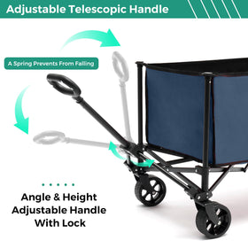 SunnyFeel collapsible wagon frame-fabric close-up highlights sturdy frame and durable fabric.