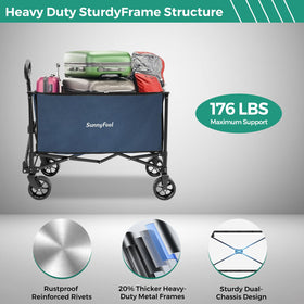 SunnyFeel collapsible wagon handle with rebound steering for smoother turns and less strain.