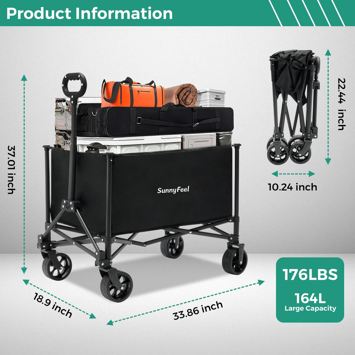 SUNNYFEEL collapsible wagon handle allows easy steering in tight spaces