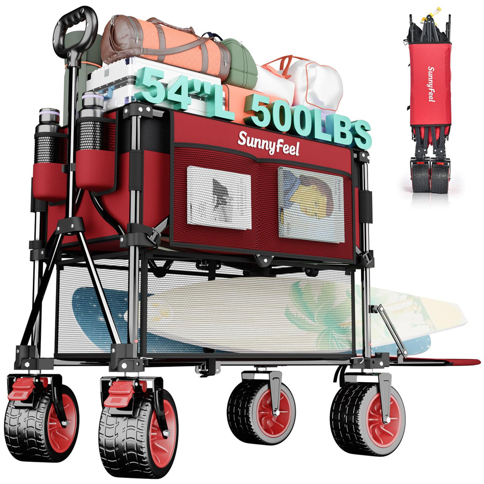 SUNNYFEEL double-decker wagon folded compactly for easy storage and transport