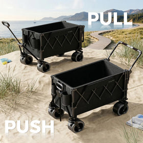 SUNNYFEEL dual-handles all-terrain wagon provides precise control on sand, grass, and gravel
