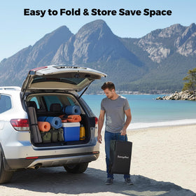 Sunnyfeel foldable wagon 360-degree front wheels with brakes offer control on slopes.
