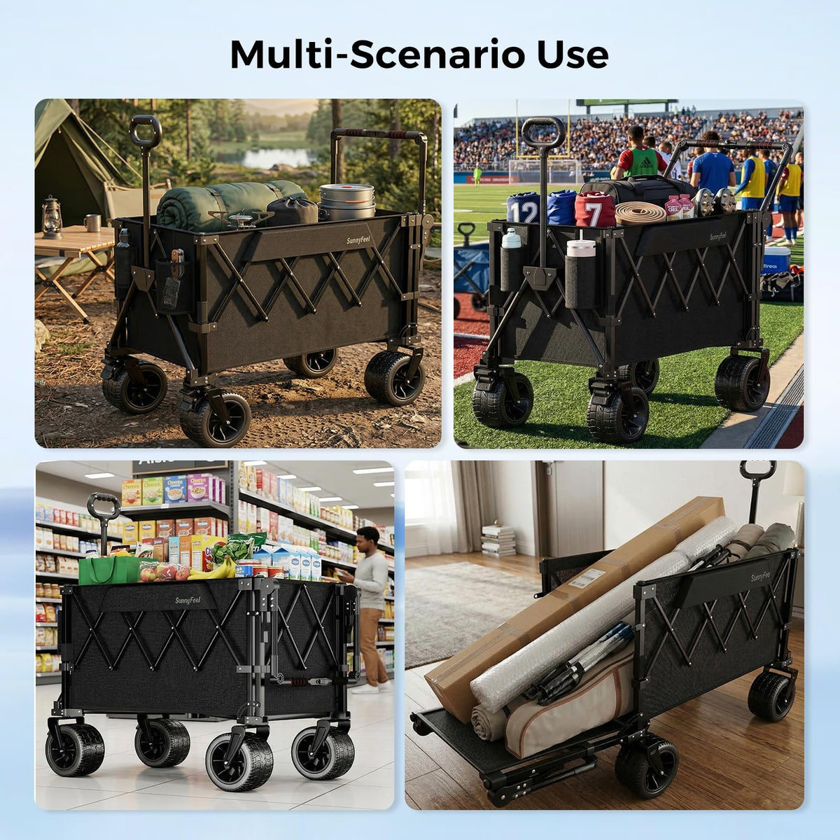 SUNNYFEEL large-capacity cart fits trunks for easy transport to outdoor events