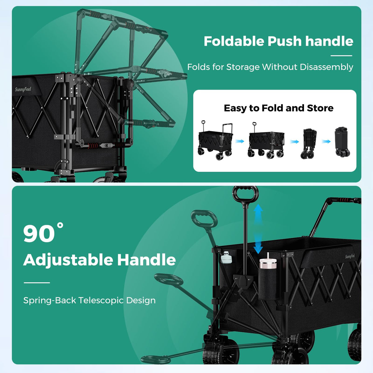 SUNNYFEEL one-step fold wagon collapses quickly for easy storage