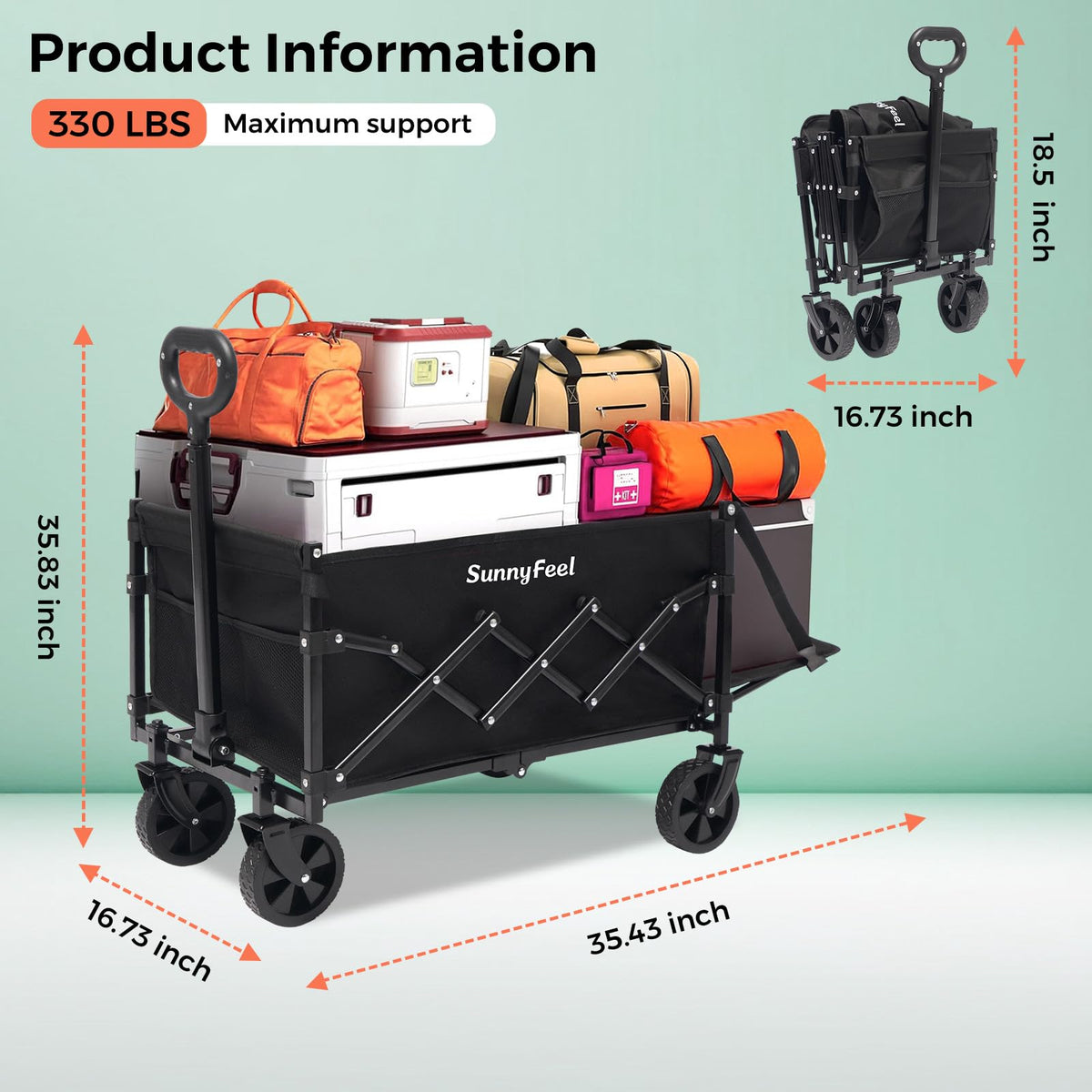 SunnyFeel outdoor wagon suitable for camping and gardening with versatile storage