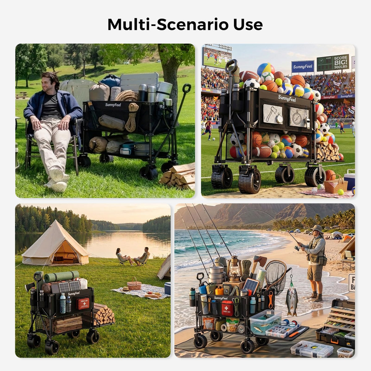 Sunnyfeel Wagon on various terrains proves versatile for outdoor tasks.