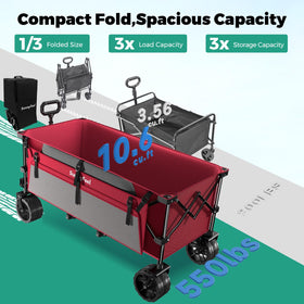 SunnyFeel wagon with wide 7-inch wheels for smooth outdoor travel.