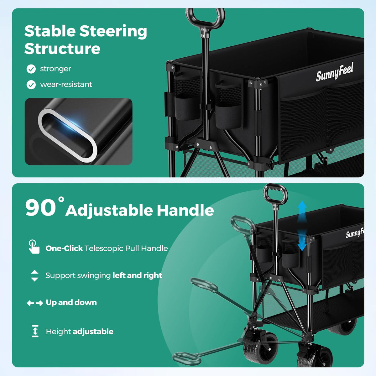 Sunnyfeel Two-Tier storage design keeps bulky and small items organized.
