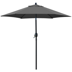 Sunnyglade 7.5-foot canopy umbrella provides cool shade for patio meals.