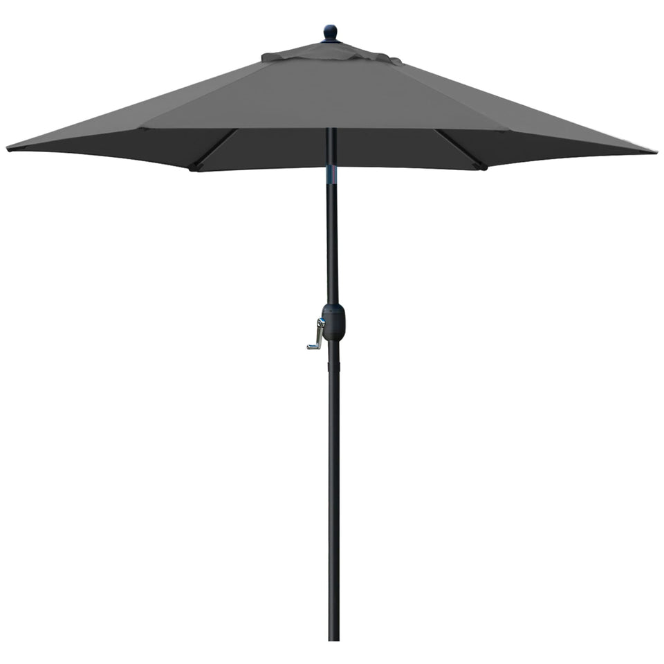 Sunnyglade 7.5-foot canopy umbrella provides cool shade for patio meals.