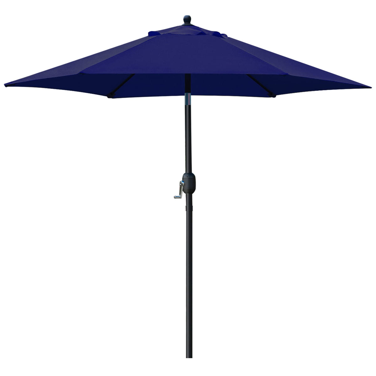 Sunnyglade 7.5ft patio umbrella navy blue canopy provides shaded outdoor dining.