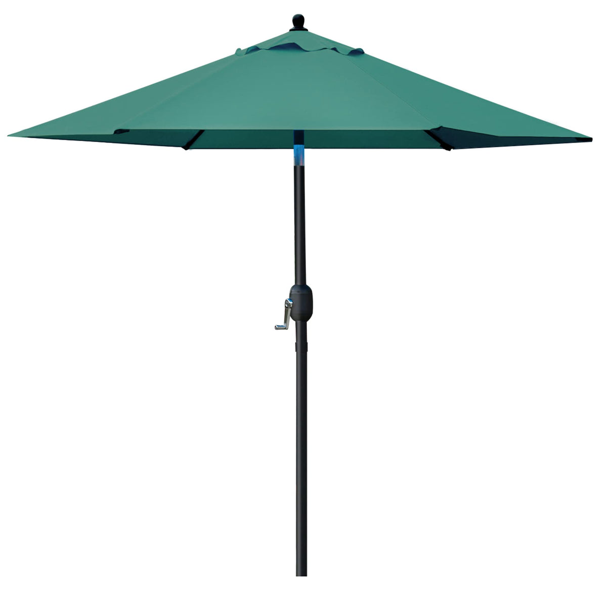 Sunnyglade 75in patio umbrella with dark-green fabric provides cooling shade outdoors.