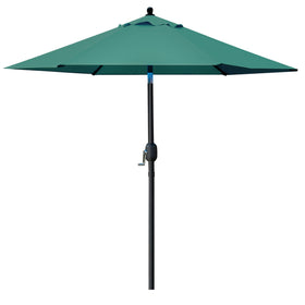 Sunnyglade 75in patio umbrella with dark-green fabric provides cooling shade outdoors.