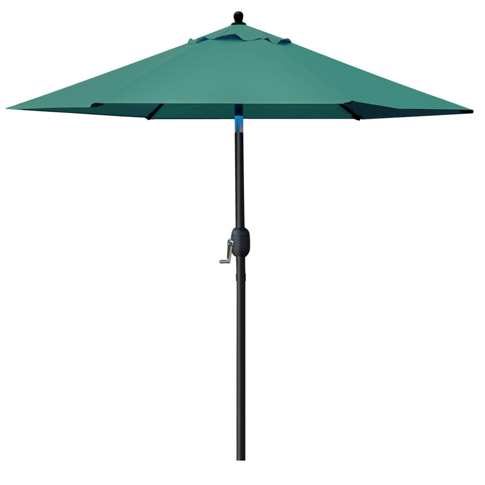 Sunnyglade 75in patio umbrella with dark-green fabric provides cooling shade outdoors.