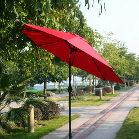 Sunnyglade 9ft red umbrella provides a 9-foot diameter shade area for tables.