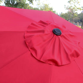 Sunnyglade 9ft red umbrella wind vent helps stabilize shade in breeze.