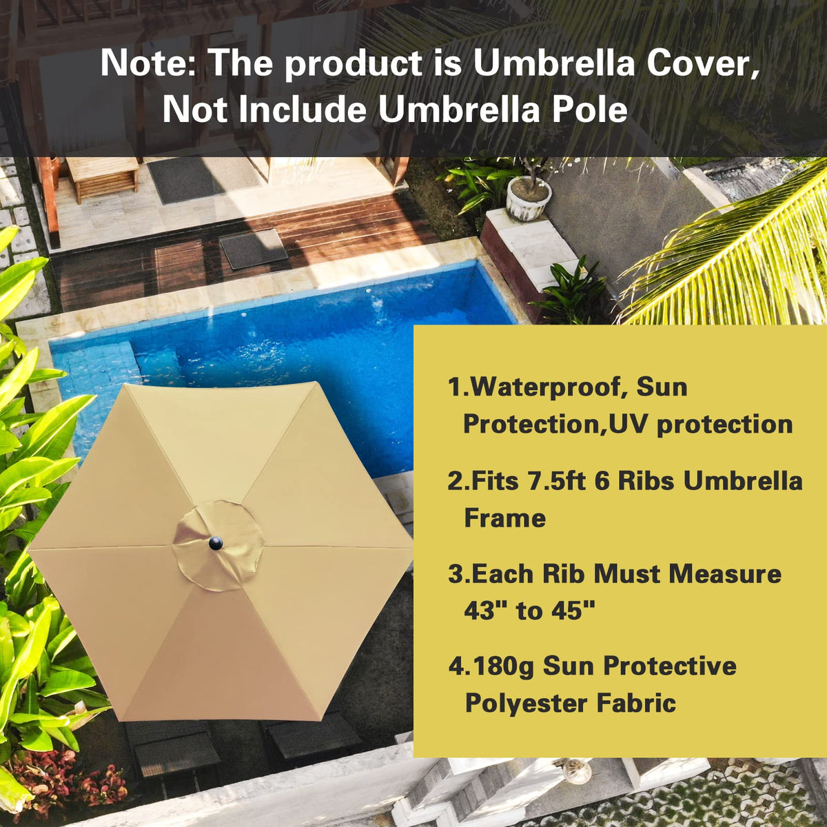 Sunnyglade tan canopy with wind vent to improve airflow.