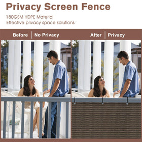Sunny Guard outdoor wind screen brown shown on an outdoor setting