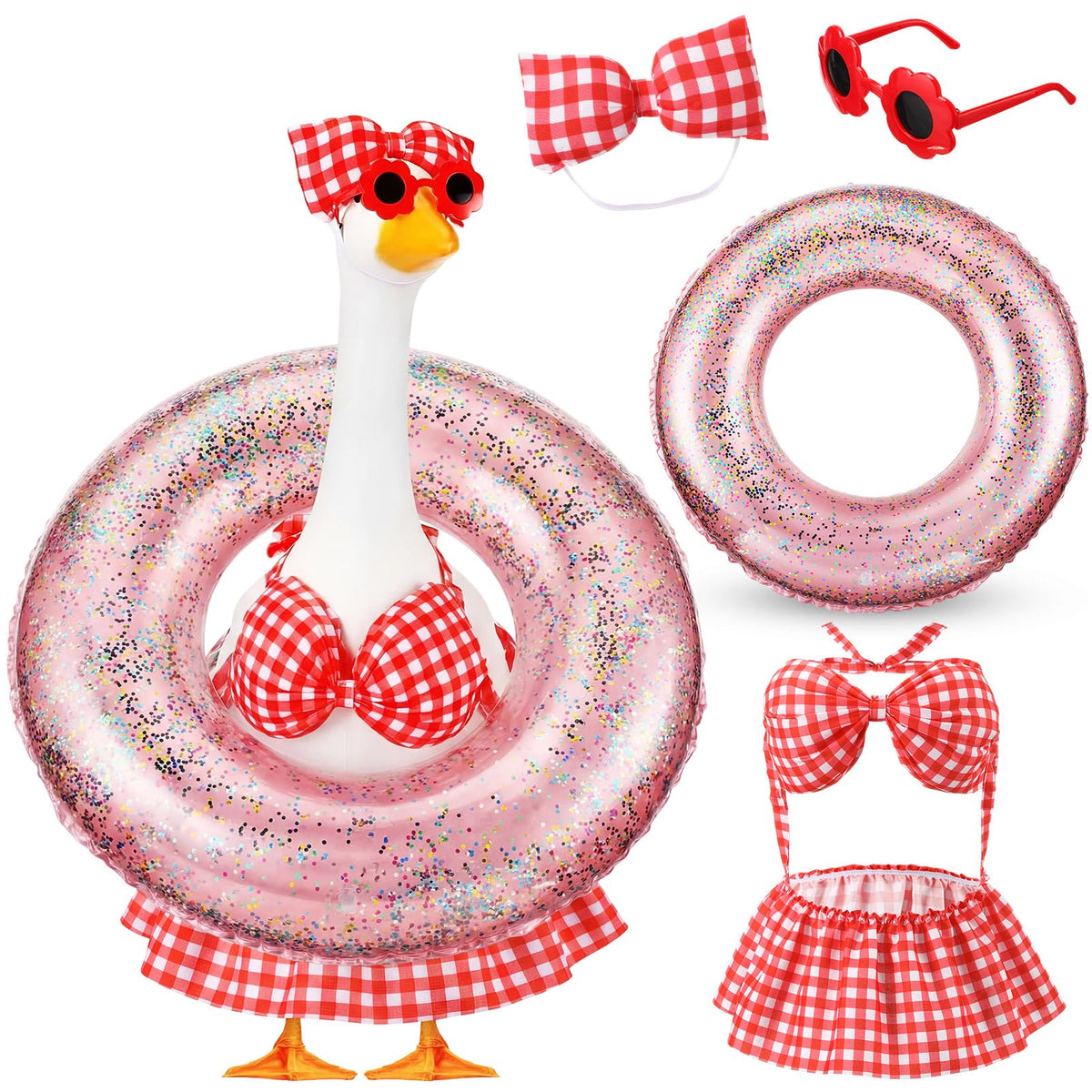Sunnymove bikini porch goose outfits with red plaid sunglasses for bright garden decor