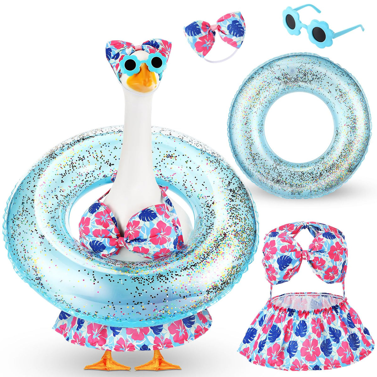 Sunnymove bow headdress on porch goose adds playful charm to outdoor décor.