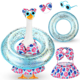 Sunnymove bow headdress on porch goose adds playful charm to outdoor décor.