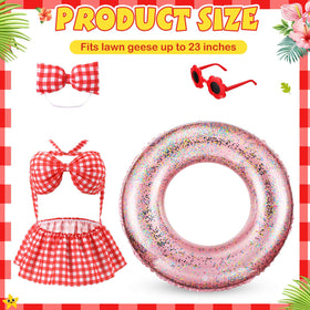 Sunnymove red plaid bow headdress on a goose display for a playful patio look