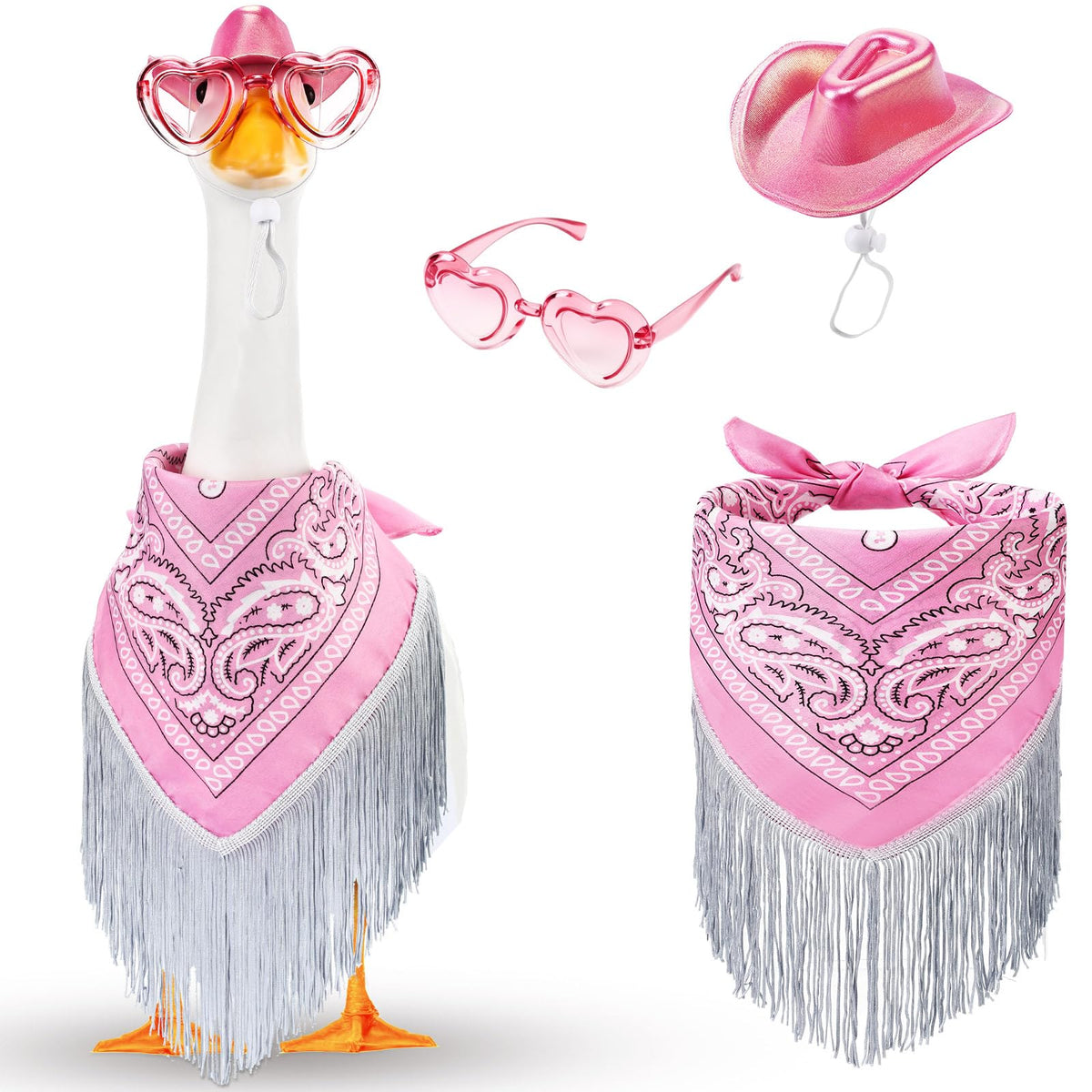 Sunnymove disco cowgirl goose outfit hat on a goose for festive lawn decor and quick styling