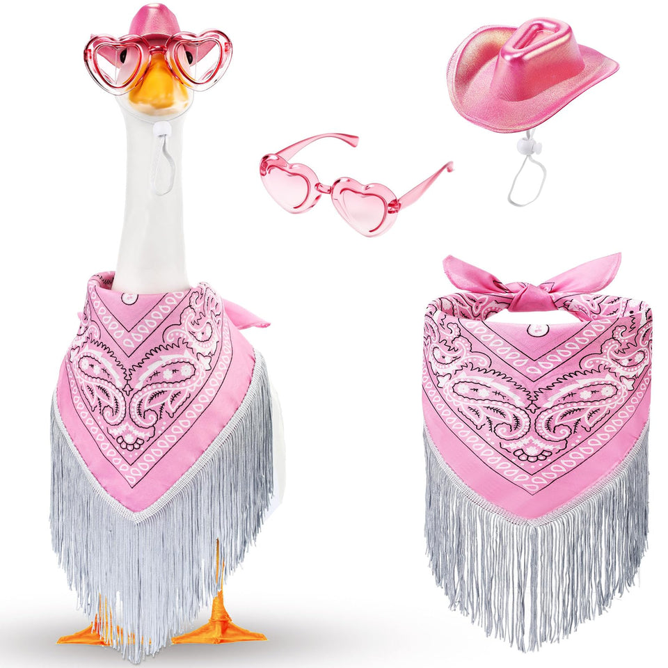 Sunnymove disco cowgirl goose outfit hat on a goose for festive lawn decor and quick styling