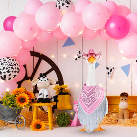 Sunnymove fringe bandana pink adds retro flair to outdoor goose display