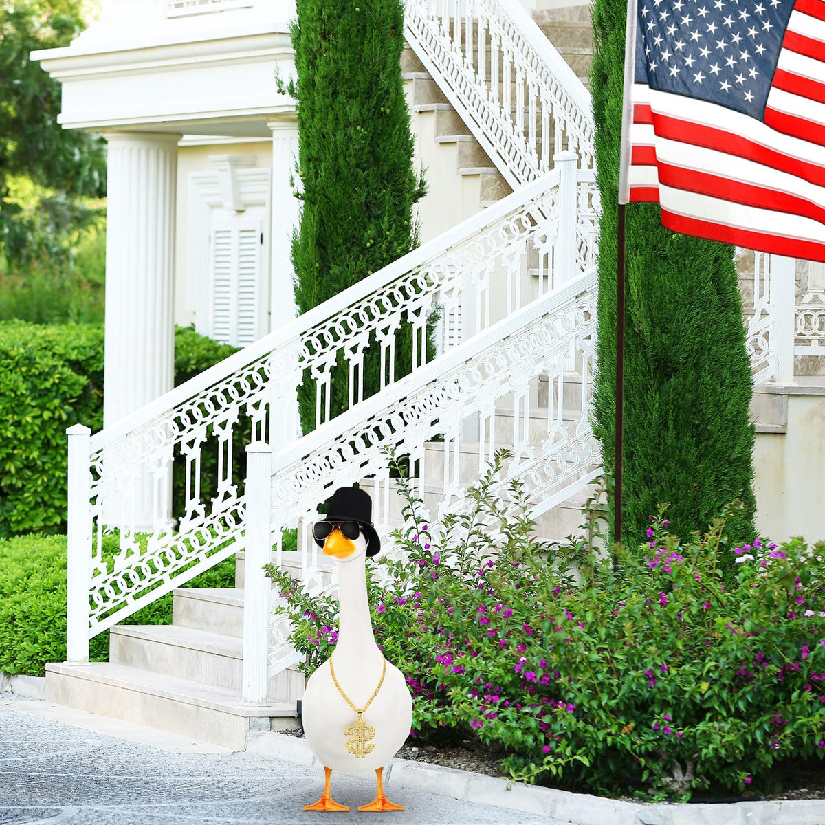 Sunnymove garden party decor goose enhances outdoor spaces with whimsy.
