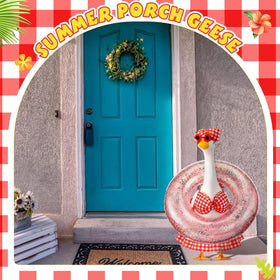 Sunnymove red sequined swim ring adds sparkle to porch goose displays